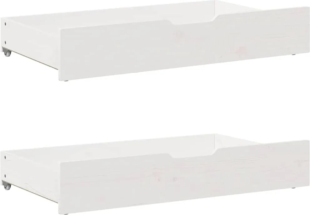 vidaXL Sertare de pat, 2 buc., 95x55x17 cm, alb, lemn masiv de pin