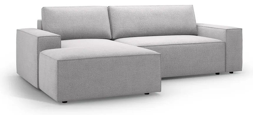 Colțar gri deschis extensibil cu tapițerie din țesătură bouclé (cu colț pe partea stângă ) Jodie – Micadoni Home