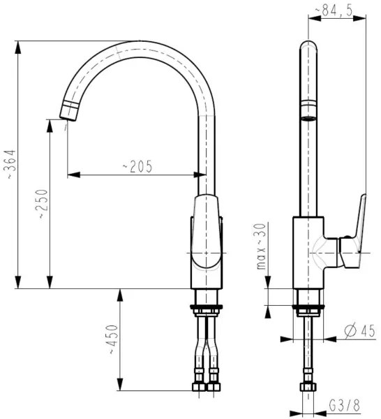 Baterie de chiuvetă KFA Armatura 6513-915-00 ONYKS alamă