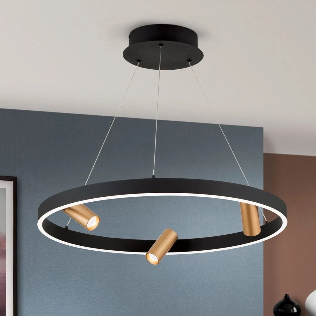 Lustra LED suspendata cu 3 spoturi BERLIN negru/auriu