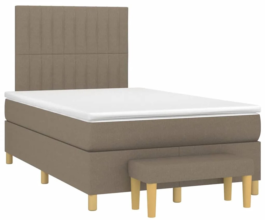vidaXL Pat box spring cu saltea, taupe, 120x190 cm material textil