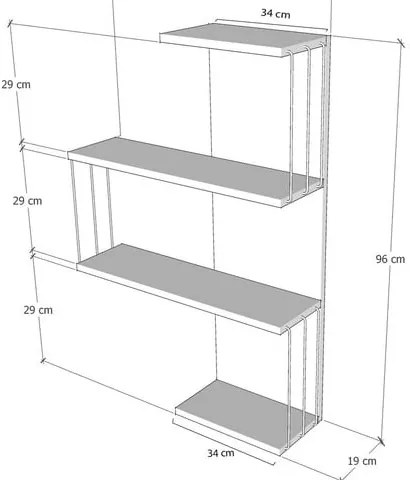 Raft alb-în culoare naturală etajat cu aspect de lemn de pin 64 cm Cambel – Kalune Design