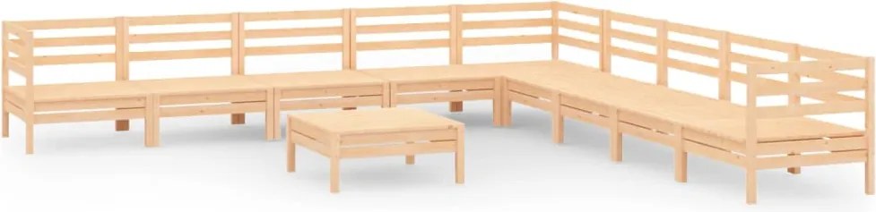 vidaXL Set mobilier de grădină, 10 piese, lemn masiv de pin
