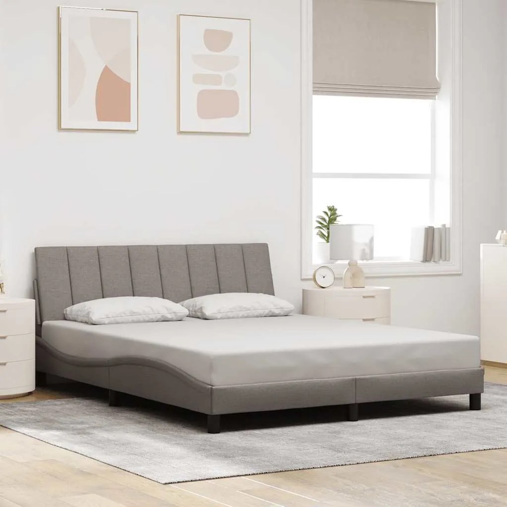 vidaXL Cadru de pat fără saltea, gri taupe, 160x200 cm, textil