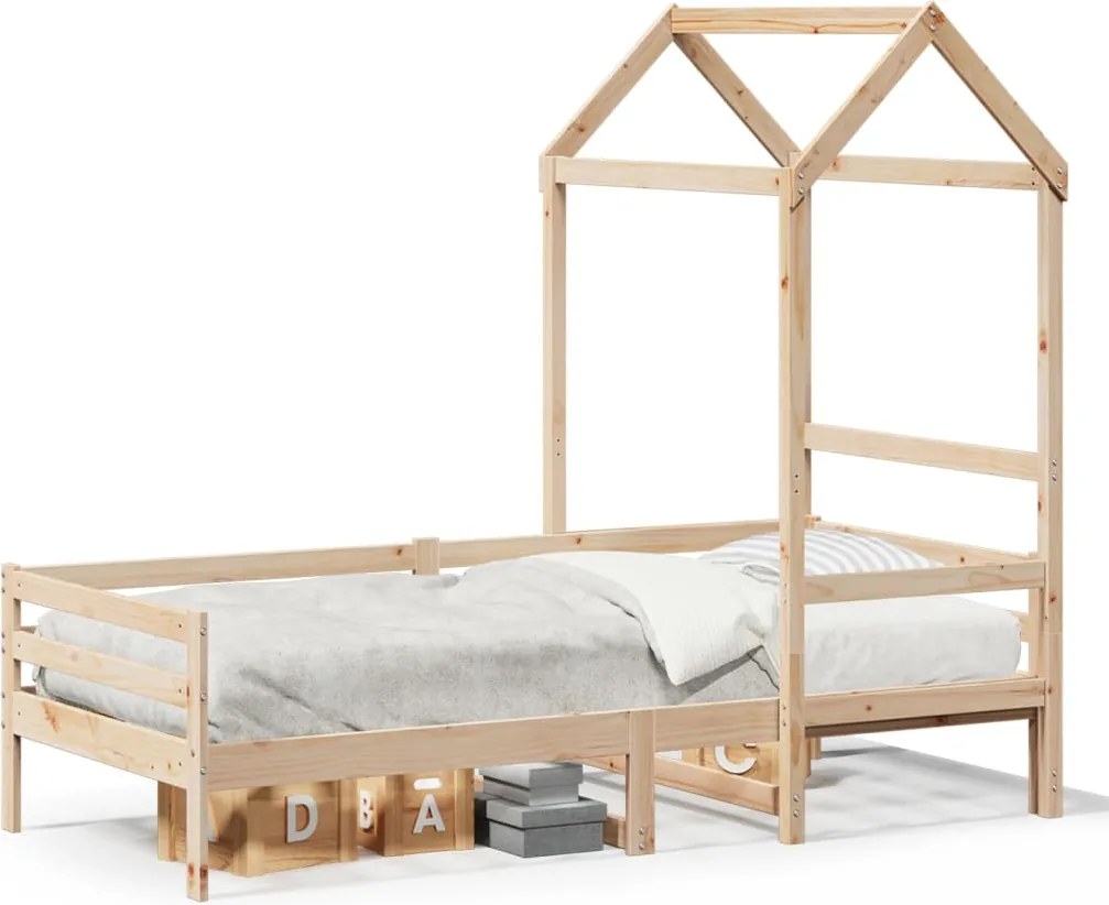 vidaXL Pat de zi cu acoperiș, 80x200 cm, lemn masiv de pin