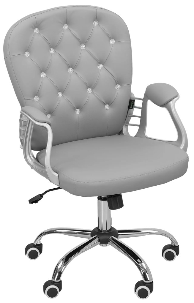 Vinsetto Scaun de birou, Ergonomic Scaun de birou cu braț, Spătar căptușit Gri deschis | Aosom Romania