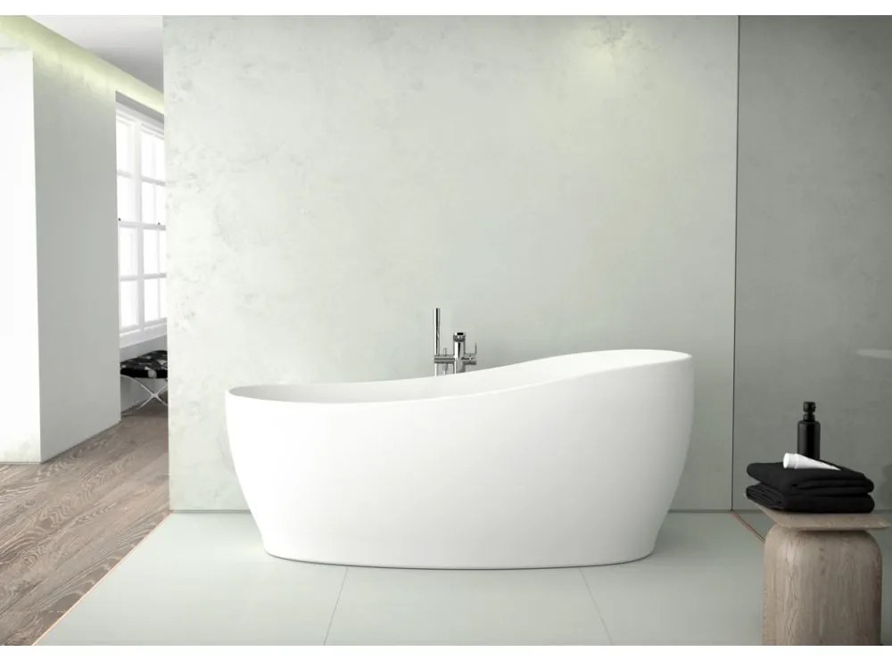 Cada freestanding asimetrica 180x85 cm, alb mat Alb mat