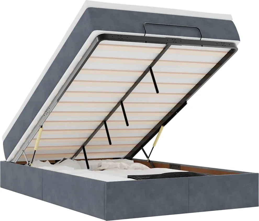 vidaXL Cadru de pat otoman cu saltea Gri închis 120x200cm catifea