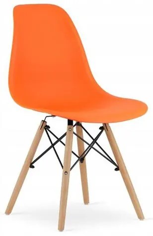 Scaun stil scandinav, Artool, Osaka, PP, lemn, portocaliu si natur, 46x54x81 cm