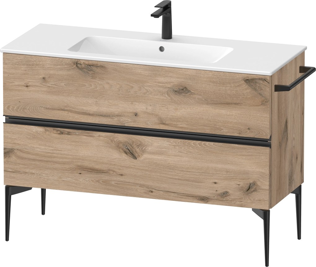 Duravit Sivida dulap 121x47.7x59.1 cm sub chiuveta pe perete negru-stejar SV46460BD550000