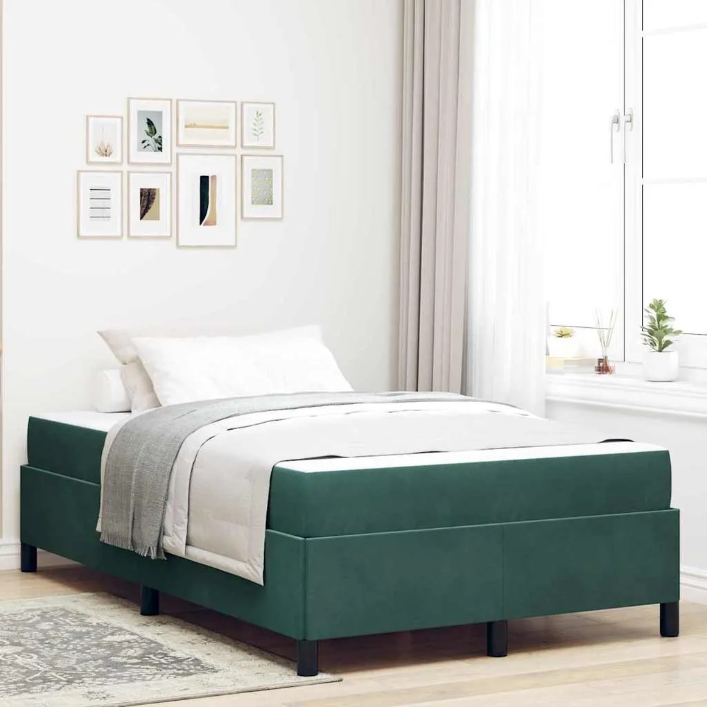 vidaXL Cadru de pat Altele Verde închis și alb 120 x 190 cm Catifea