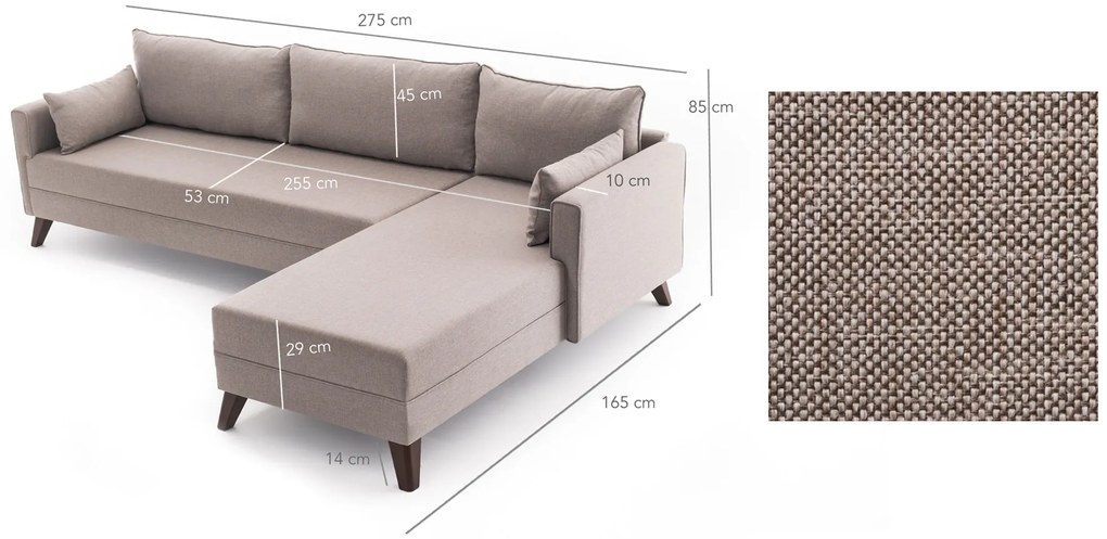 Canapea extensibilă Bellina 1 (bej) (D). 1063023