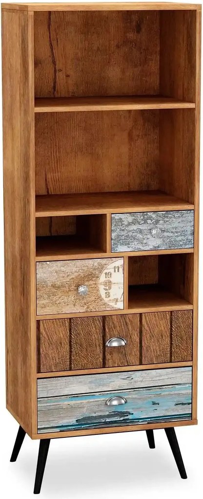 Biblioteca MEZO REG1, multicolor, PAL laminat, 60x29x180 cm