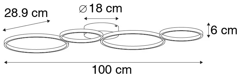 Plafoniera neagră cu LED integrat, dimmer cu 3 trepte, 4 lumini - Lupolo