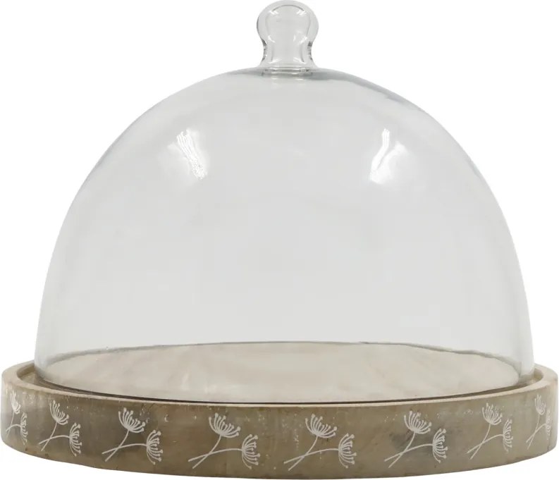 Tava din lemn de mango, cu capac din sticla, H25/D30cm, Dome