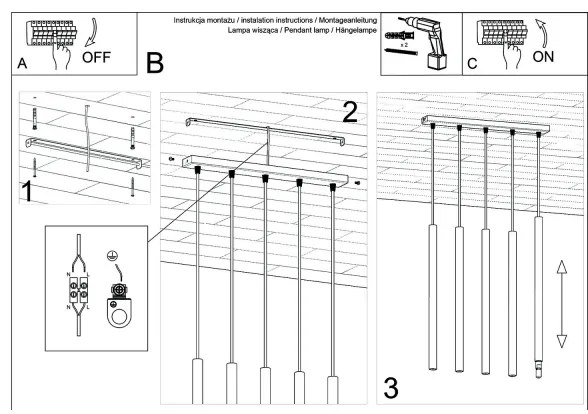 Lustră pe cablu Sollux SL.1198 PASTELO 5xG9/8W/230V auriu