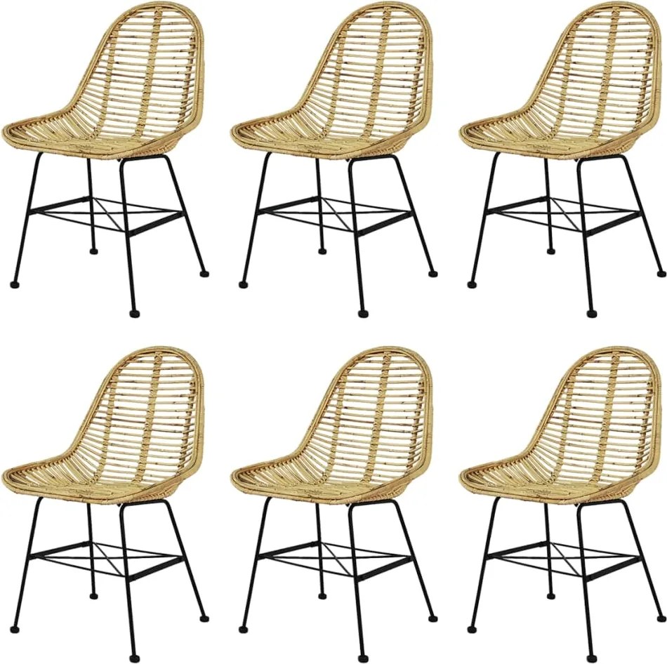 vidaXL Scaune de bucătărie 6 buc., ratan natural