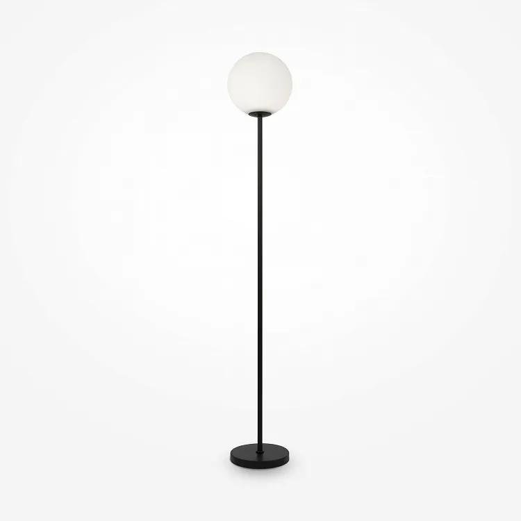 Lampadar modern negru liniar minimalist cu glob de sticla Maytoni Ring