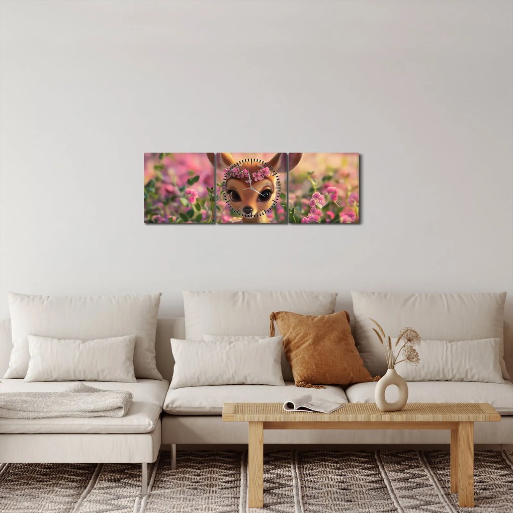 Tablou - Căprioară Drăgălașă (cu ceas) (90x30 cm)