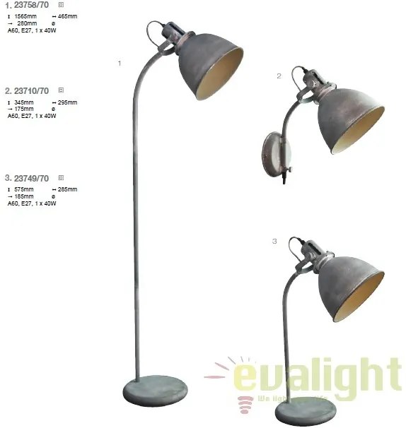 Aplica de perete design Industria Style Jesper 23710/70 BL