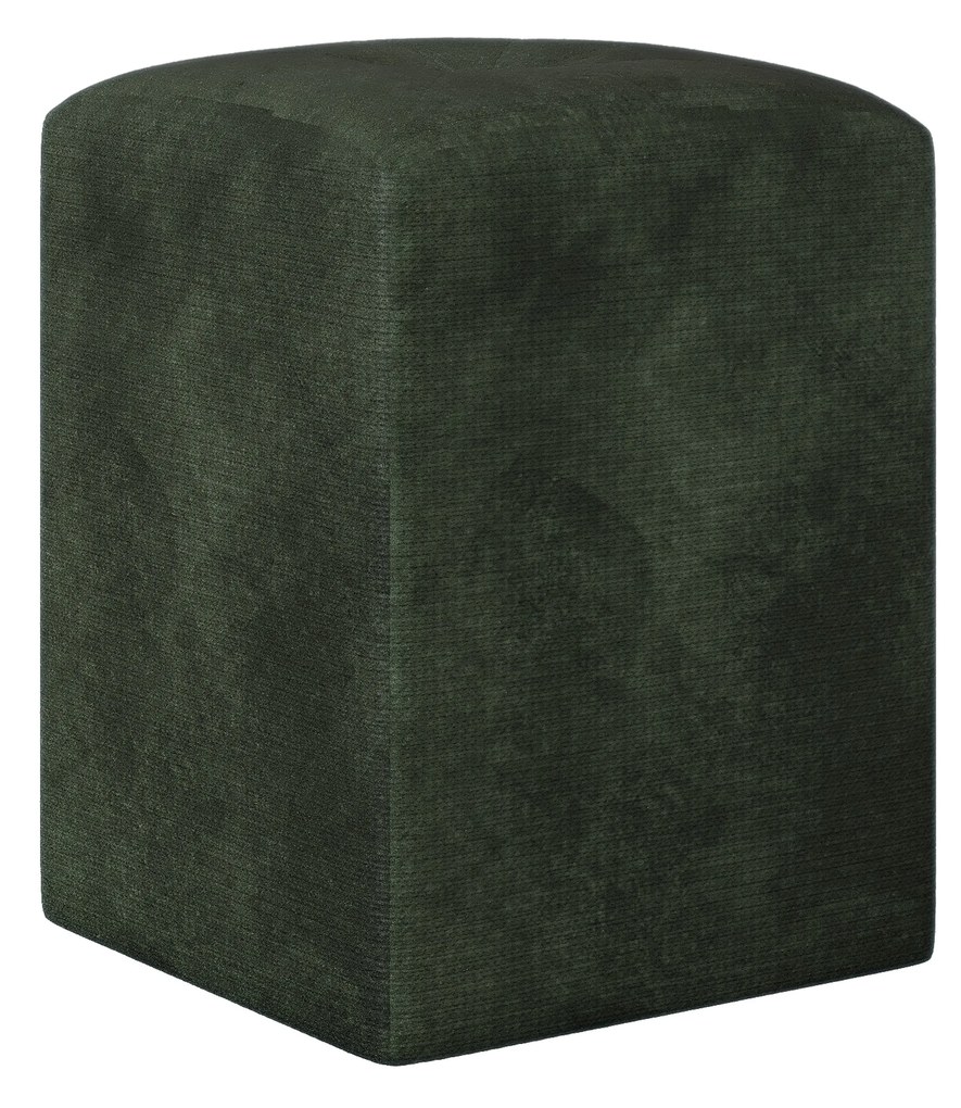 Taburet Tapitat Talin, Verde Inchis, Stofa, L 35 x l 35 x H 45 cm