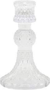 Suport pentru lumânare din sticlă cu model cristal, Ø8 cm