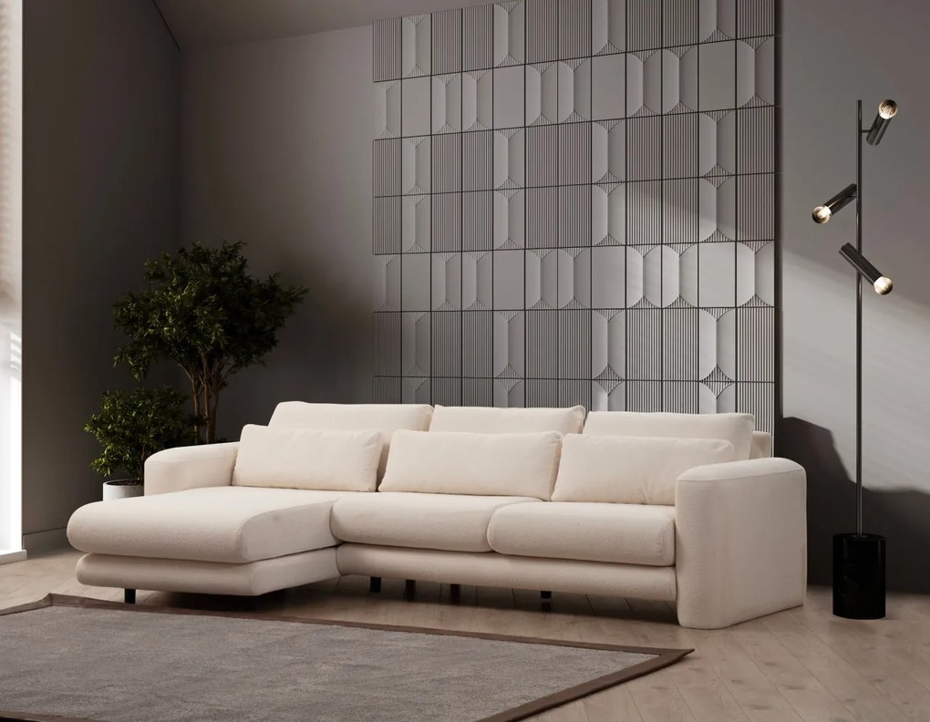 Coltar Lily crem plusat pe stanga