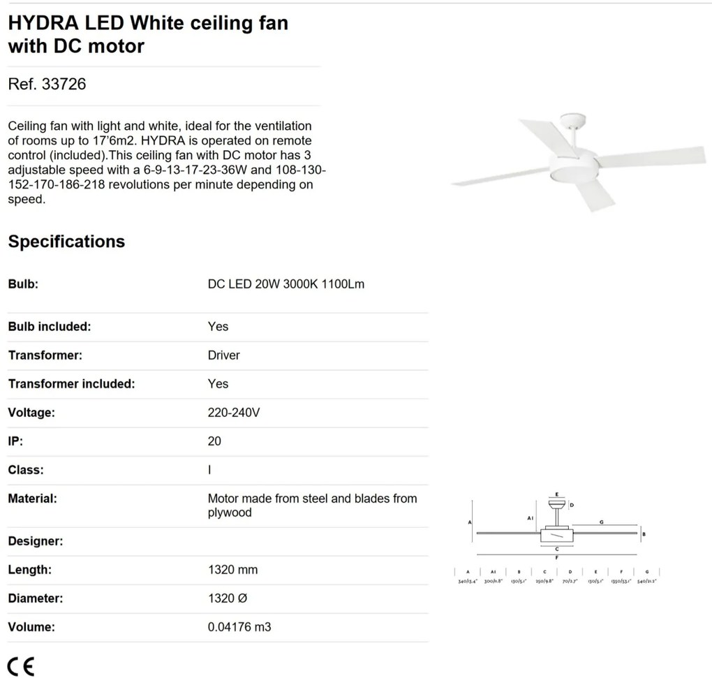 Lustra LED cu Ventilator si telecomanda design modern HYDRA alb