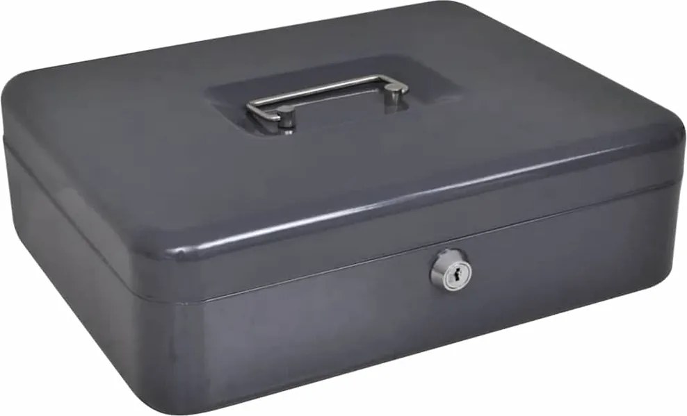 vidaXL Cutie de Bani cu blocare Gri închis 30 x 24 x 9 cm Oțel