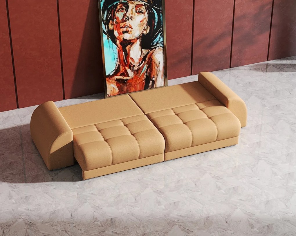 Canapea extensibilă dumonde cu 2 lăzi de depozitare si sezut confortabil din spuma high-density, Verona Enjoy Mango 310x100 cm