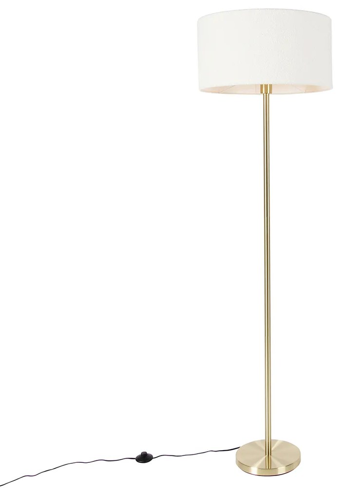 Lampă de podea alamă cu abajur boucle alb 50 cm - Simplo