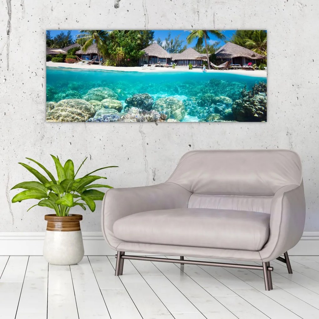 Tablou cu plaja pe insulă tropicală (120x50 cm)