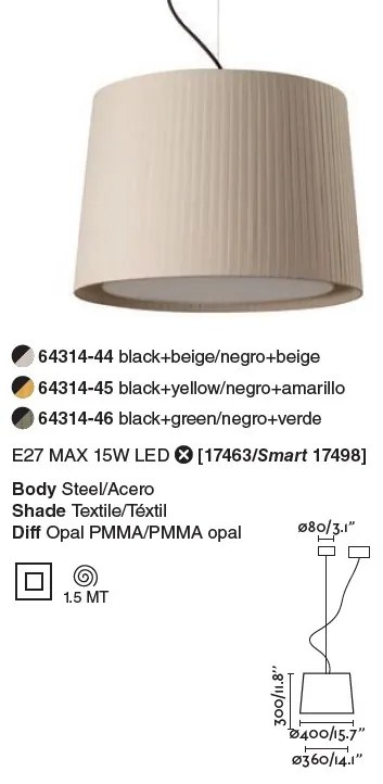 Lustra / Pendul modern design elegant SAMBA 45cm bej 64314-44