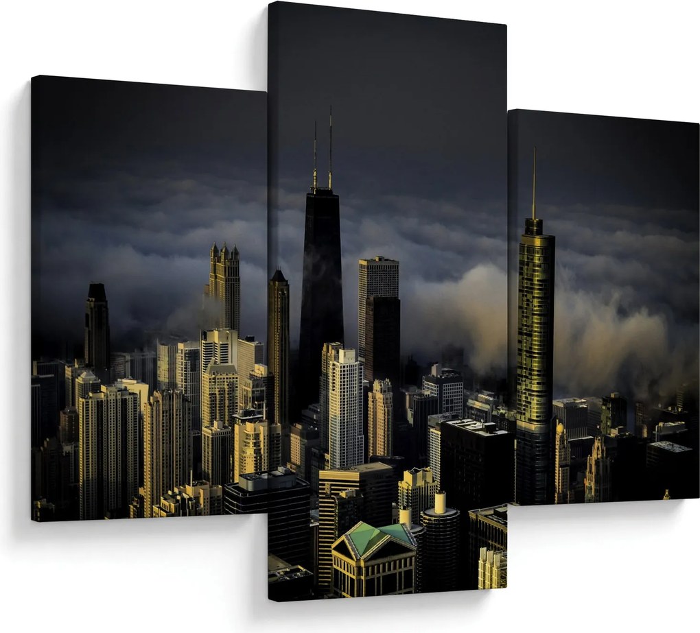 Tablou cu oraș în nori (90x60 cm)