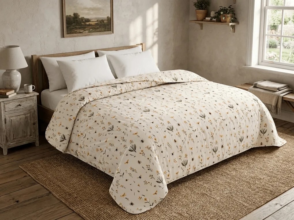 Cuvertura de pat INSECTA, crem Dimensiune: 170 x 210 cm