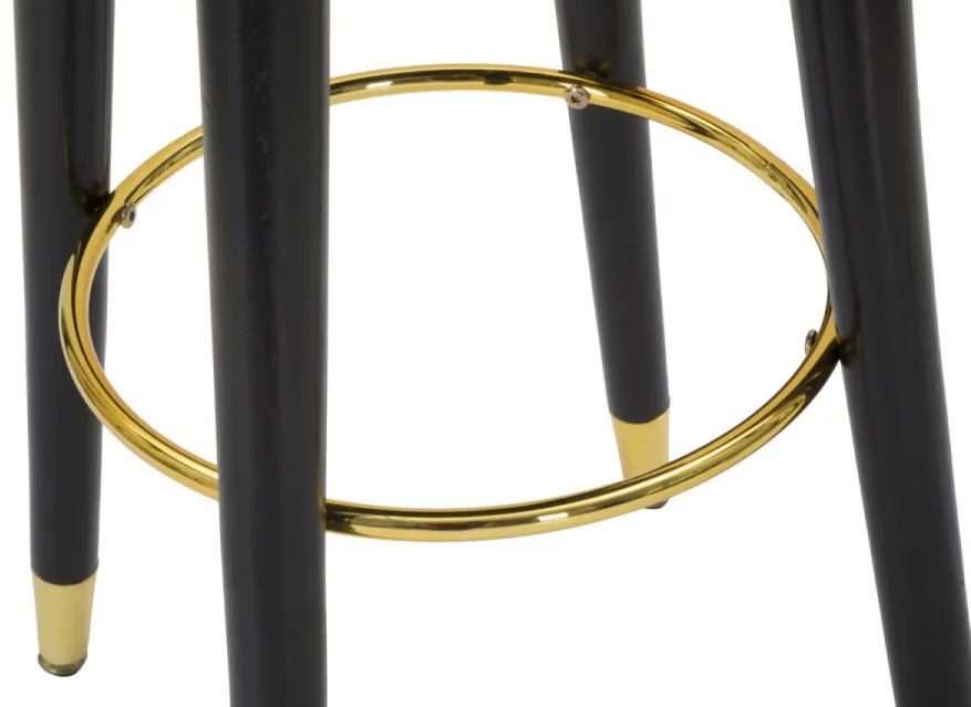 Scaun de bar gri/auriu din catifea si lemn de Pin, Paris Mauro Ferretti