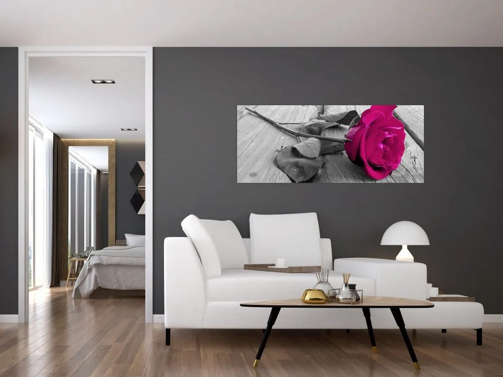 Tablou - Trandafir roz (120x50 cm)