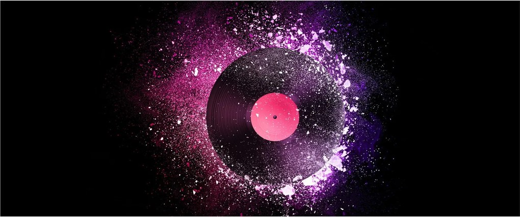Tablou - Disc de vinil roz-violet (120x50 cm)