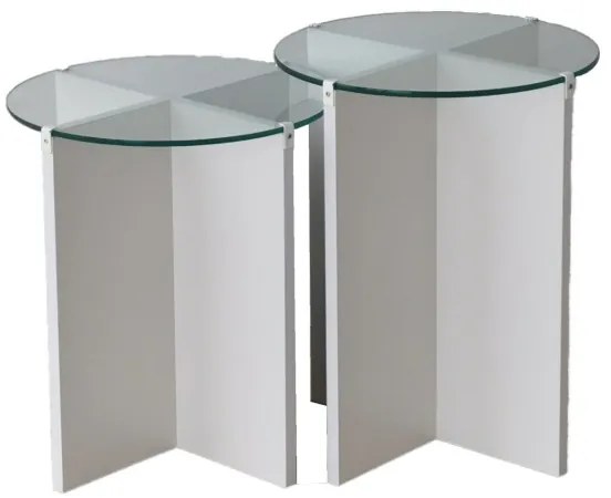 SET 2x măsuță laterală LILY d. 40 cm alb/transparent