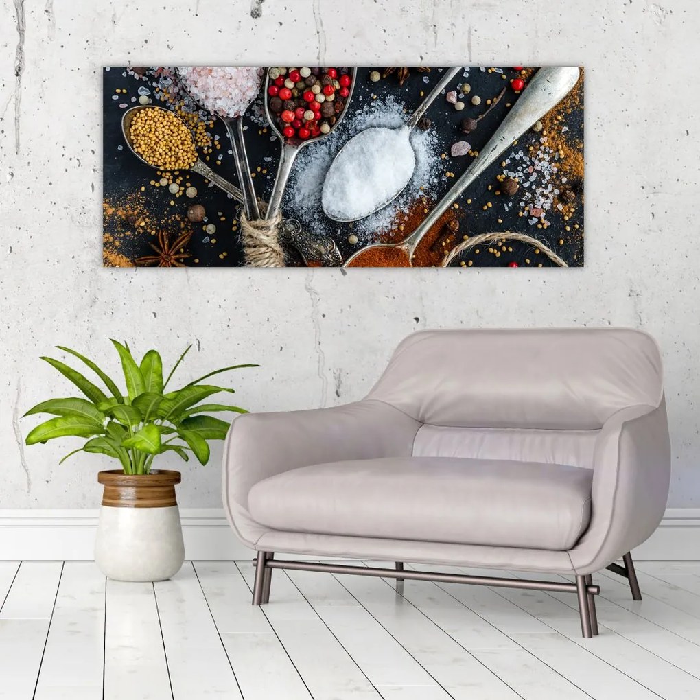 Tablou cu linguri cu condimente (120x50 cm)