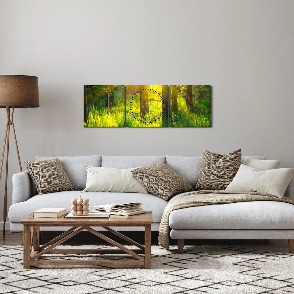 Tablou - Trezirea de primăvară a pădurii (cu ceas) (90x30 cm)