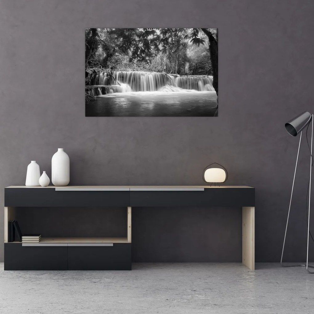 Tablou - Cascada alb-negru și alb (90x60 cm)