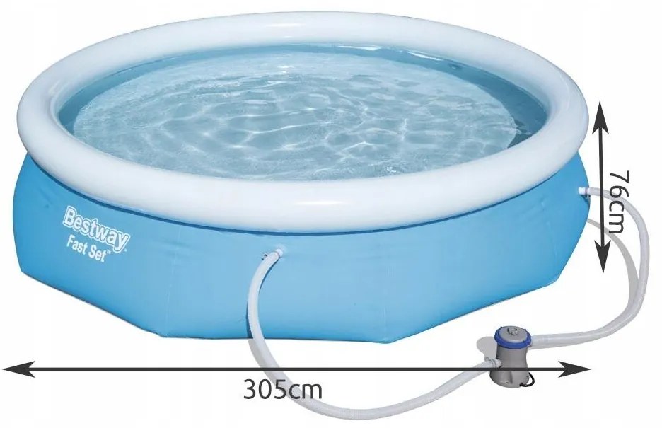 Piscina rotunda, gonflabila, bestway, cu pompa, filtru, adeziv reparare, 305x76 cm