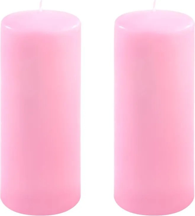 Set de lumânări t 25 cm, Ø 10 cm, roz, 2 buc