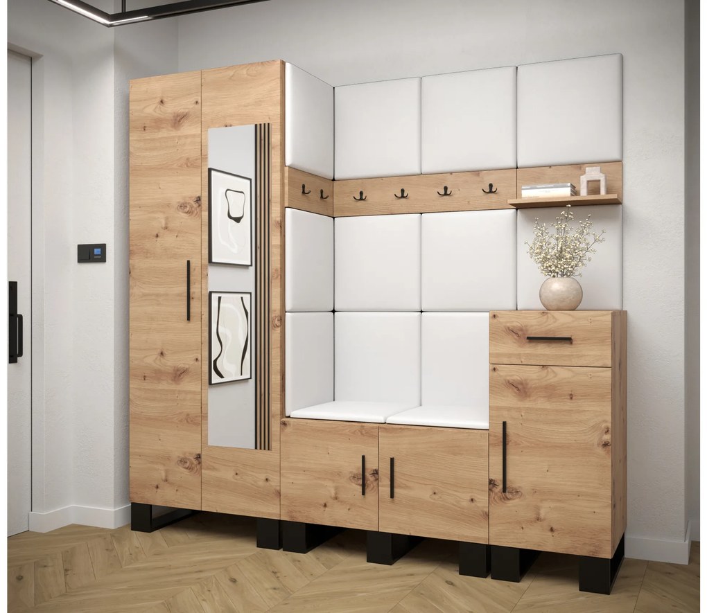 Set mobilier pentru hol Amanda 13 (Stejar artisan + Alb). 1085972