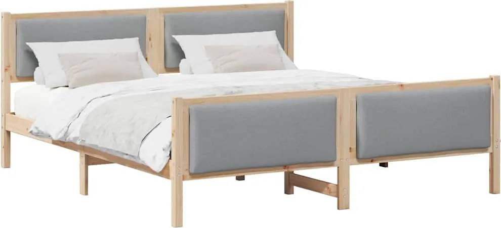 vidaXL Cadru de pat cu headboard Gri deschis 180 x 200 cm țesătură