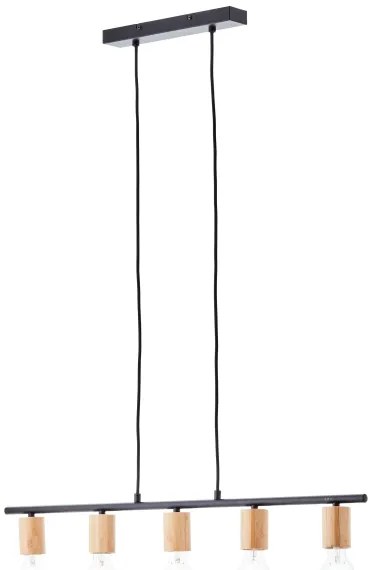 Brilliant - Candelabru KERRY suspendat pe cablu 5xE27/40W/230V negru/bambus