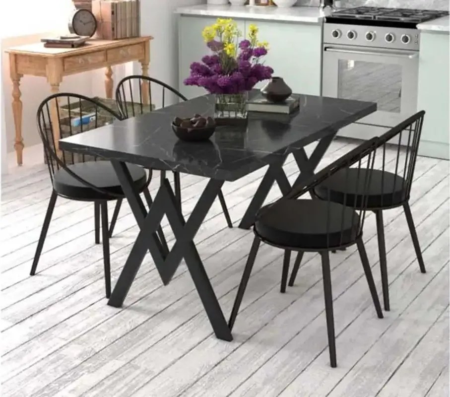 Resigilat:Masa bucatarie  texturata, negru,120x80x75 cm, 30410