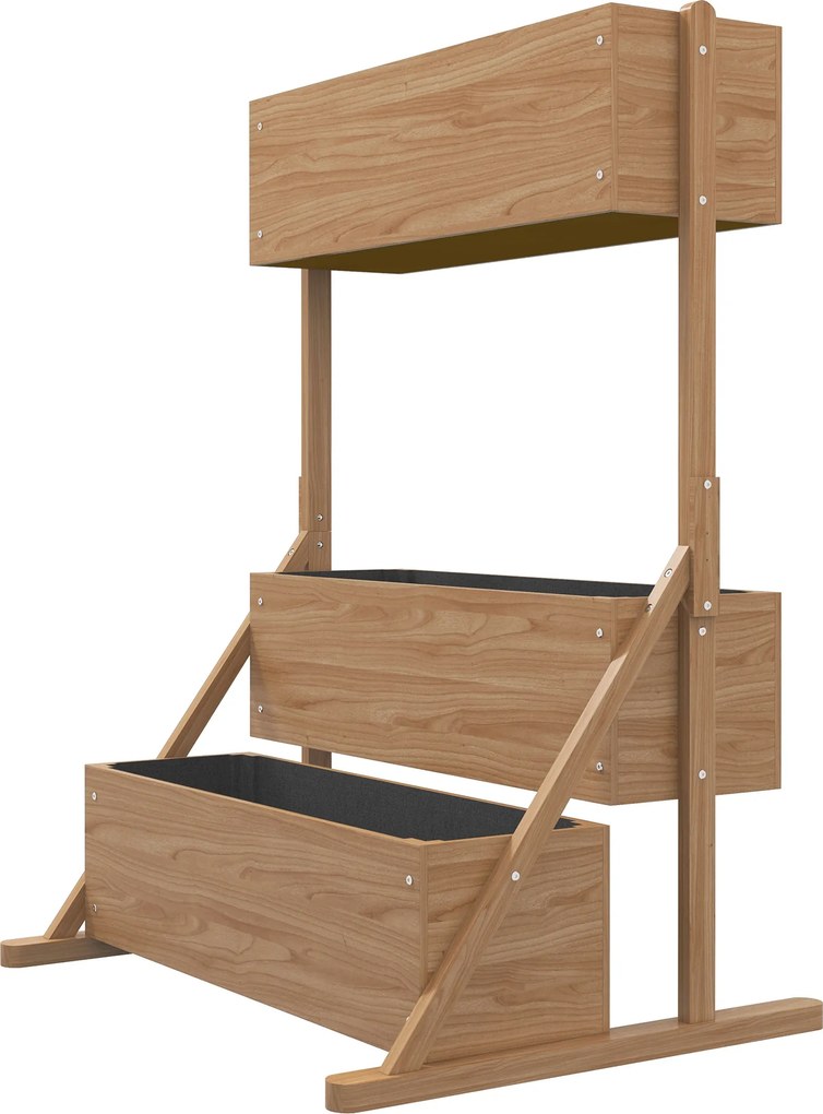 Outsunny Jardinieră pe picioare ridicată 3 niveluri cu inserții de irigare și fetru de drenaj din lemn pentru exterior | Aosom Romania