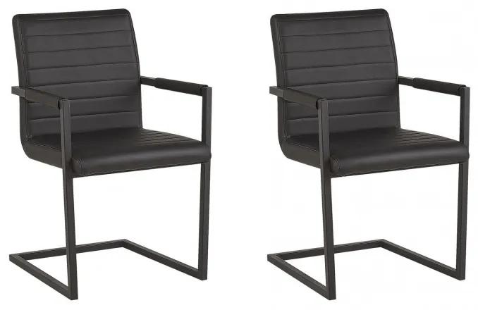 Set de 2 scaune tapitate Buford, negru, 52 x 54 x 87 cm
